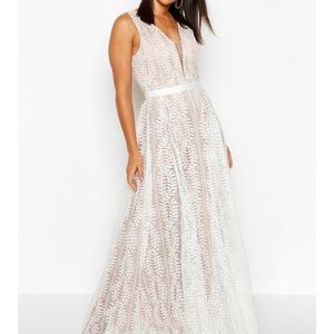 Lace Plunge Formal Dress